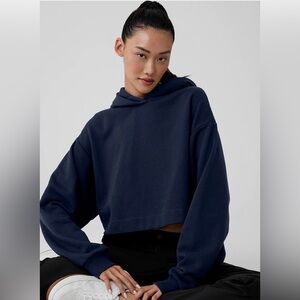 ALO Yoga Navy Blue Cropped Hoodie